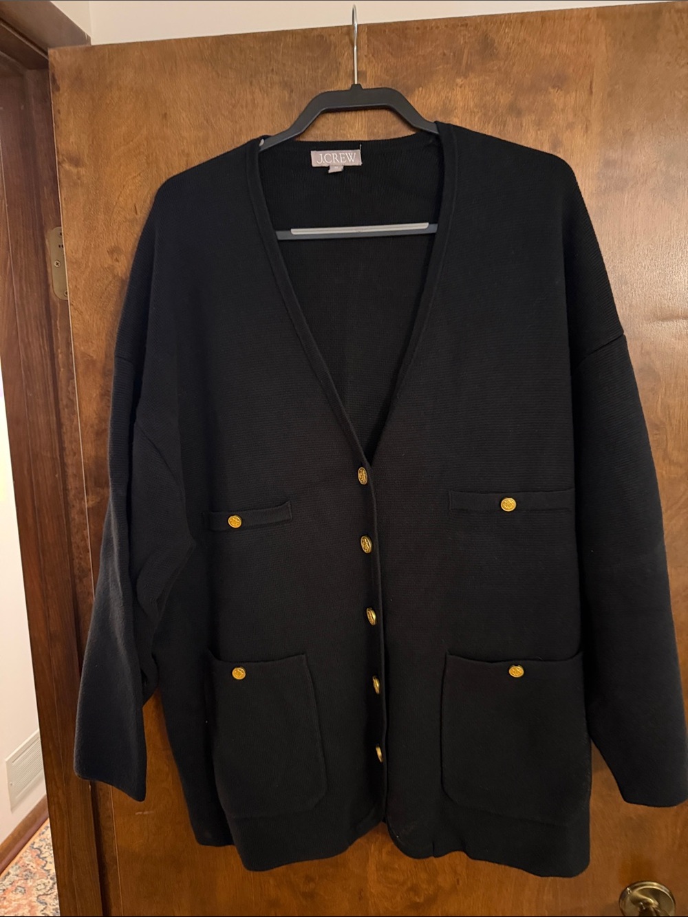 J. Crew Black Knit Blazer with Gold-Tone Buttons 2x